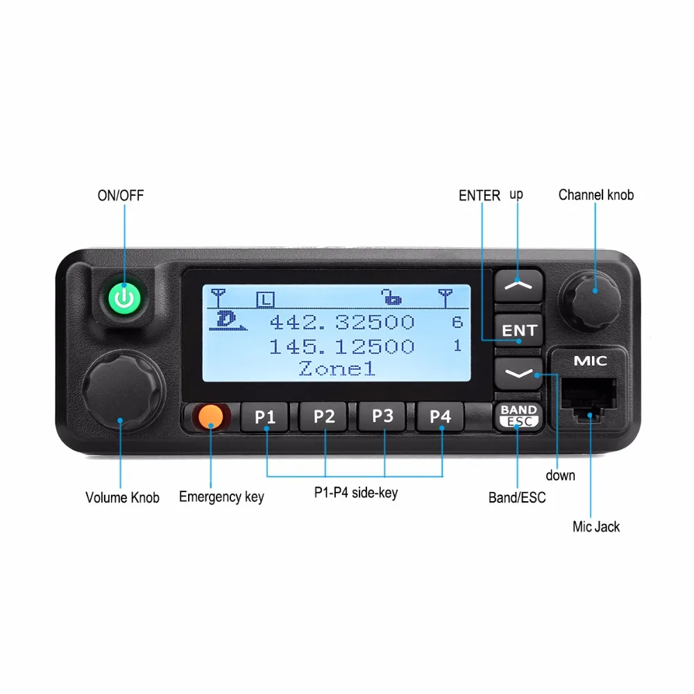 Retevis RT90 DMR Radio GPS VHF UHF Dual Band Standby Display Analog/Digital 50W Mobile Car Radio Station with Program Cable