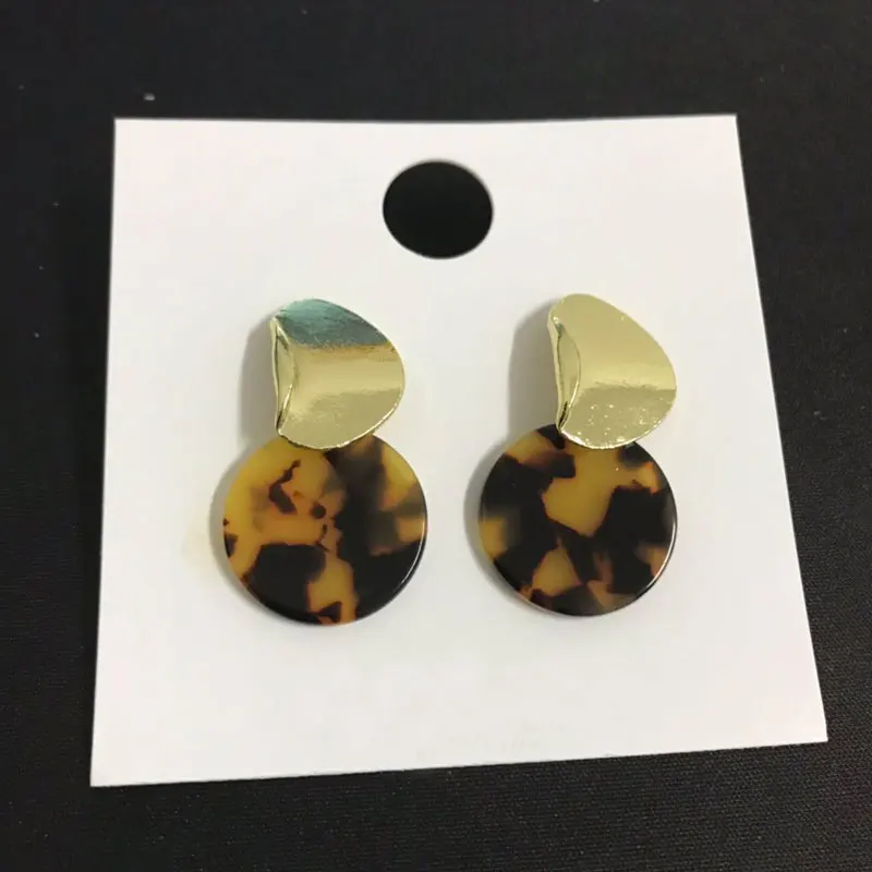 

Krazylee 2019 Fashion Acrylic Resin Leopard Dangle Earring For Women Fashion Geometry Acetate Party Jewelry Stud Earrings E001