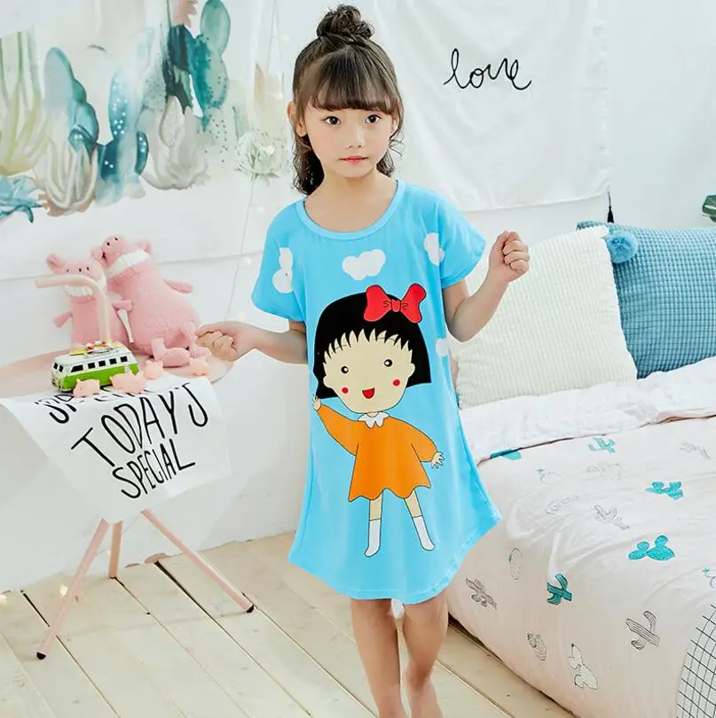Большая женская пижама, новинка года, летняя модная длинная Детская Пижама с героями мультфильмов, хлопковые детские пижамы, подарок для девочек, XQSC01