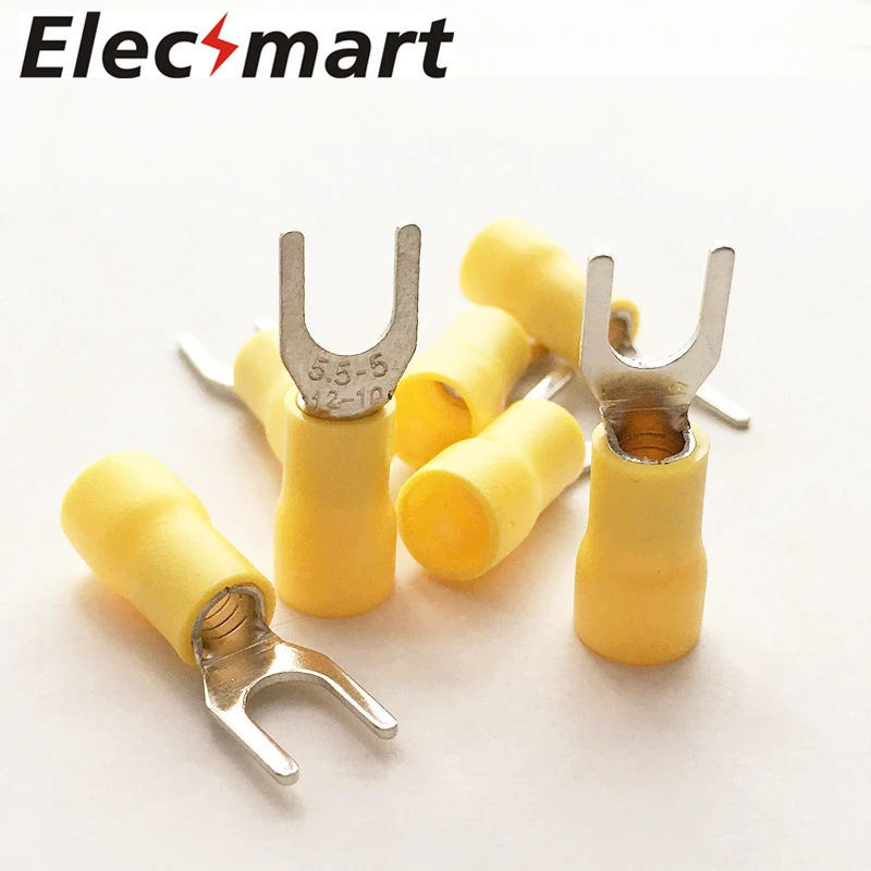 SV5.5 5 Copper Spade Fork Insulated Wire Connector Electrical Crimp