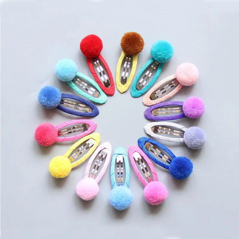 

ideacherry Brand Child Hairpin Baby Side Clips Hairball Lovely Candy Color Baby Girls Barrettes Baby Hair Accessories Hairpins