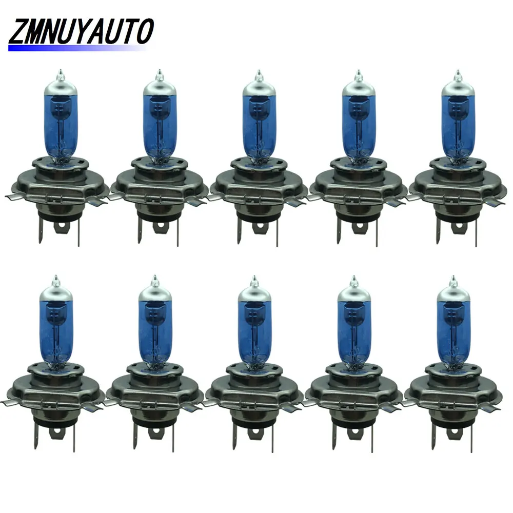 10PCS 12V 55W 100W H4 Halogen Lamp P43T Bulb 5000K Super White Car Auto Fog Driving Running Light DRL 60/55w 100/99w | Автомобили и