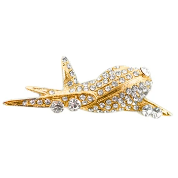 

100pcs Gold Rhinestone Clear Crystal Airplane Pin Brooch