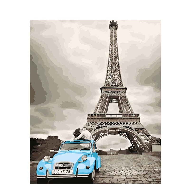 

Modern Paris Kiss Framed Picture Painting & Calligraphy DIY Painting By Numbers Coloring By Numbers 40*50cm