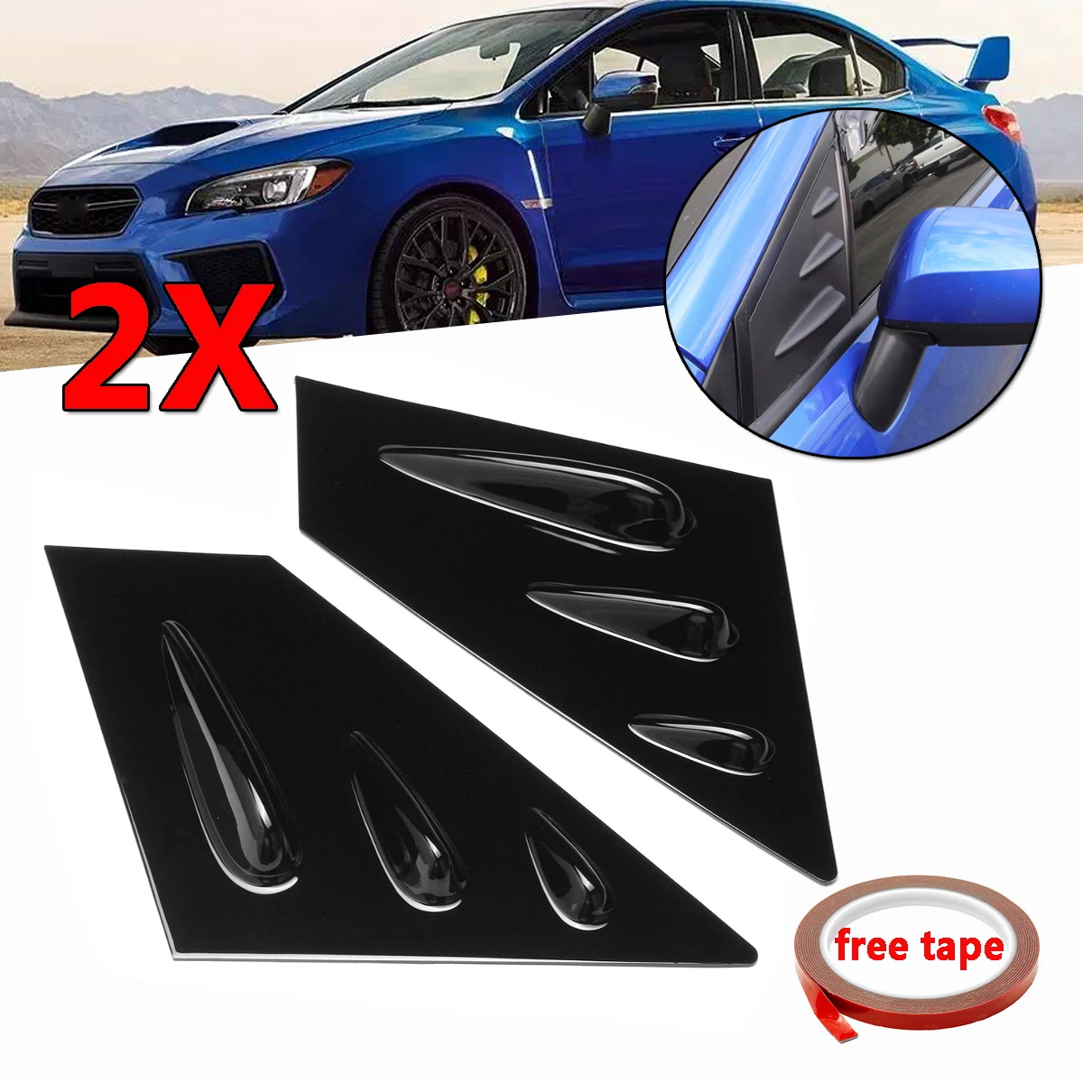 Pair Car Side Window Louvers Cover Vent Matte Black For 15 18 Subaru Wrx Sti