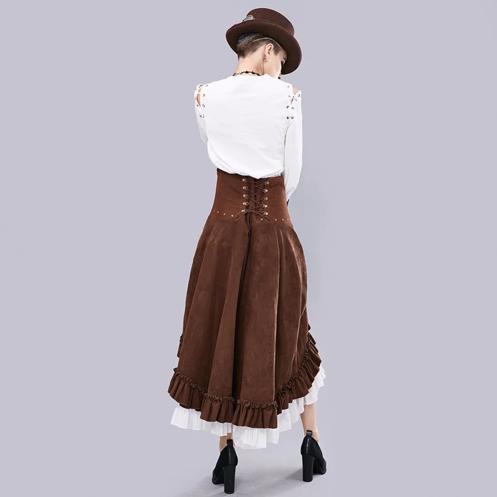 Gear Duke Women Novelty Steampunk Gorgeous Fashion Victorian Ruffled Long Skirt Women's Vintage High Waist Skirt