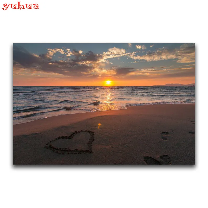 

Full Square Diamond embroidery Cross stitch scenery Full Round Diamond painting beach DIY 3D Diamond mosaic Sunset