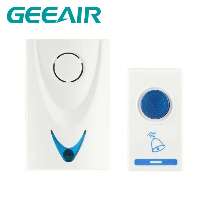 

GEEAIR 504D LED Wireless Chime Doorbell Battery Powered 32 Tune Song 1 Remote Control 1 Wireless Doorbell Door Bell high quality