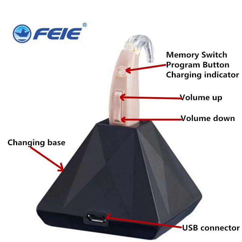 FEIE Newest Inexpensive Digital Hearing Aid With Ear Doom 2 Channel Hearing Amplifier Noise Reduction MY-202 Dropshipping 2017 new technology feie digital hearing aids in the ear canal with noise reduction s 16a free shipping