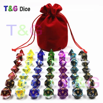 

Best Price 7 Sets Polyhedral Dice Set for Tabletop Game Plus A Free Pouch Board Game Accessories