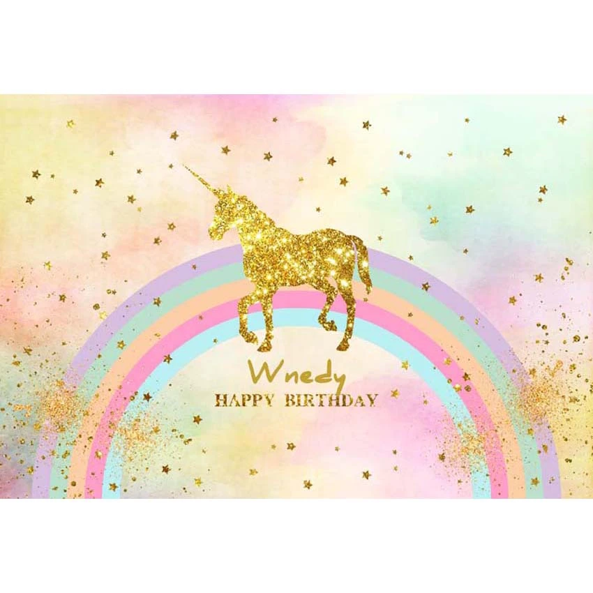 Licorne Anniversaire Gold Unicorn Birthday Backdrop For Photography Rainbow Children Backgrounds Photo Studio Props Vinyl Cloth Background Aliexpress
