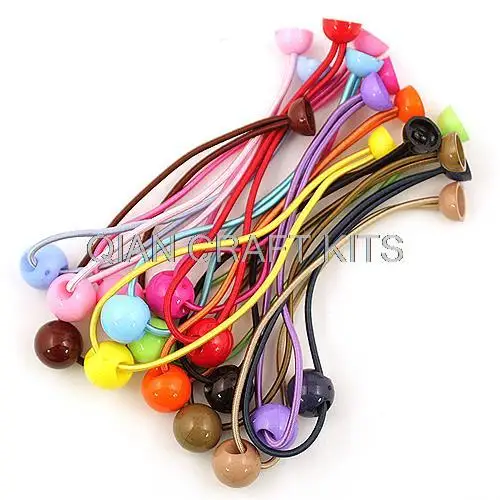 Set of 150pcs assorted colors Hair Elastic Ponytail Holder Ponytail Elastic with Plastic beads