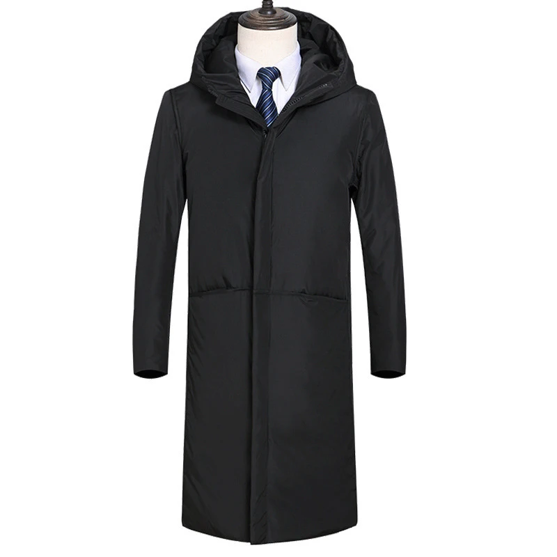 2018 Новая зимняя мужская пуховая куртка однотонная Повседневная Длинная в