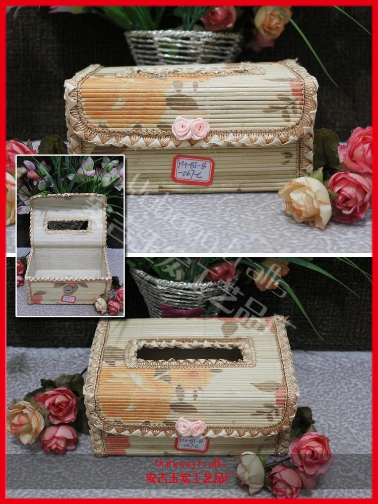 

Environmental bamboo tissue boxes lace decorated storage napkins boxes or table decorations & accessories in household or car