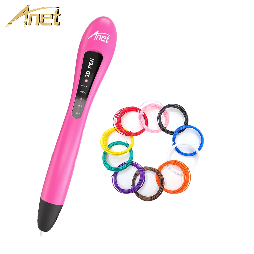 

Anet 3D printing pen Low temperature 3d pen 0.7mm nozzle Smart 3d drawing pen free 10rolls PCL Filament refills for kids gifts