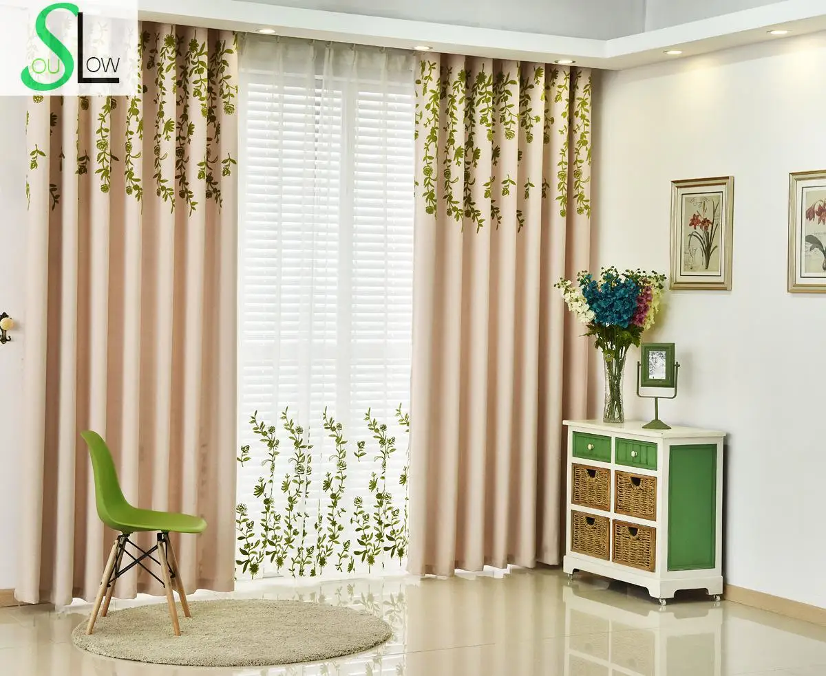Slow Soul azul verde jardín Cortinas moderna de alto grado bordado hojas cortinas tulle para sala dormitorio persianas Slow Soul azul verde jardín Cortinas moderna de alto grado bordado hojas cortinas tulle para sala dormitorio persianas