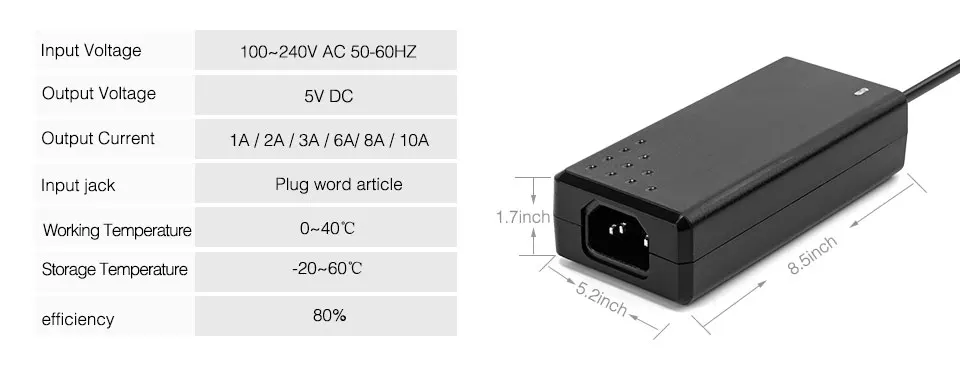 5V WS2812B светодиодный Питание 1A/2A/3A/6A/8A/10A адаптер переключения SK6812 LPD8806 WS2801 WS2811 Светодиодные ленты светильник