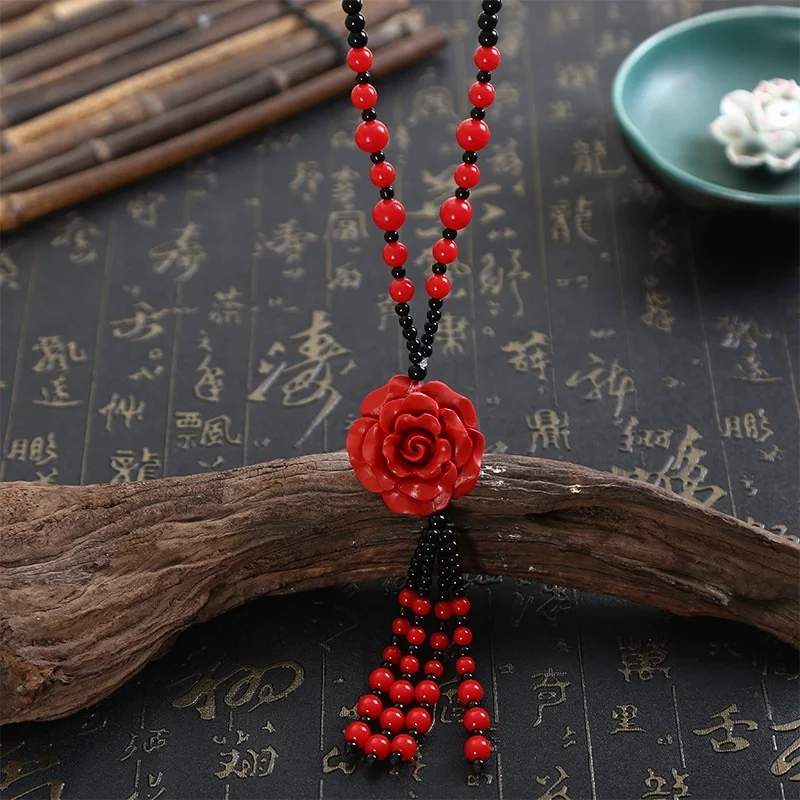 Rouge Chinoise Organic Cinnabar Phoenix Collier Pendentif Charme Bijoux Lucky amulet