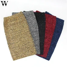 Womail юбки женские сплошной цвет упаковка юбка-карандаш, подчеркивает бедра юбка с блестками эластичная талия с блестками Высокая талия эластичные юбки J25