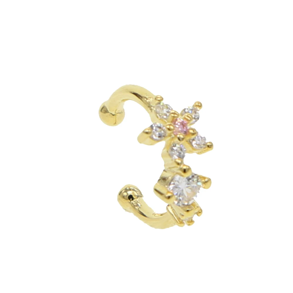 

Shiny cubic zirconia no piercing ear cuff star earring Gold filled sparking bling cz clip on earring 1 piece flower cz jewelry