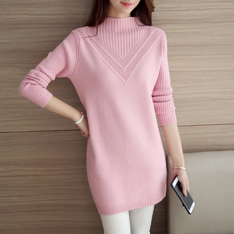Women Turtleneck Winter Sweater 2018 New Long Knitted Women Sweaters And Pullovers Elasticity Female Jumper Tricot Tops LF076