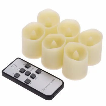 

Pack of 6 LED Votive Tea Lights Candles With Timer,Remote Control Battery Operated Flickering White Flameless Candles