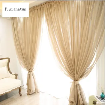 

Champagne color Pinch Pleated Drapes Rod pocket Voile curtain Window decoration Translucidus tulle curtains for living room 0144