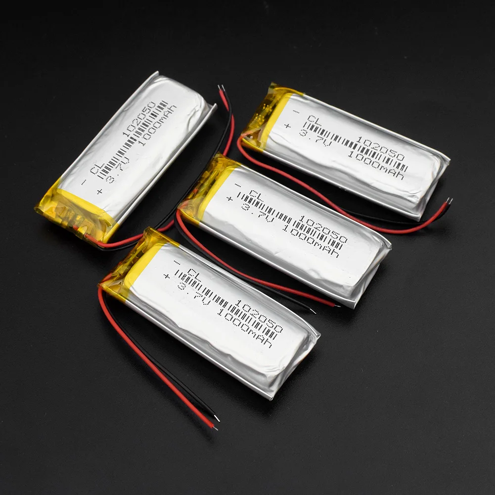 1/2/4x Перезаряжаемые 3,7 V 1000mAh литий-полимерный Батарея 102050 литий-полимерный аккумулятор Батарея с печатной платой MP3 MP4 MP5 gps акумуляторная батарея