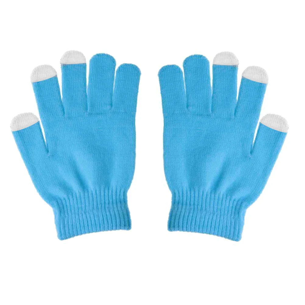 1 пара унисекс Зимние теплые емкостные вязаные перчатки грелка для рук для сенсорного экрана смартфона FC55 - Цвет: Light blue