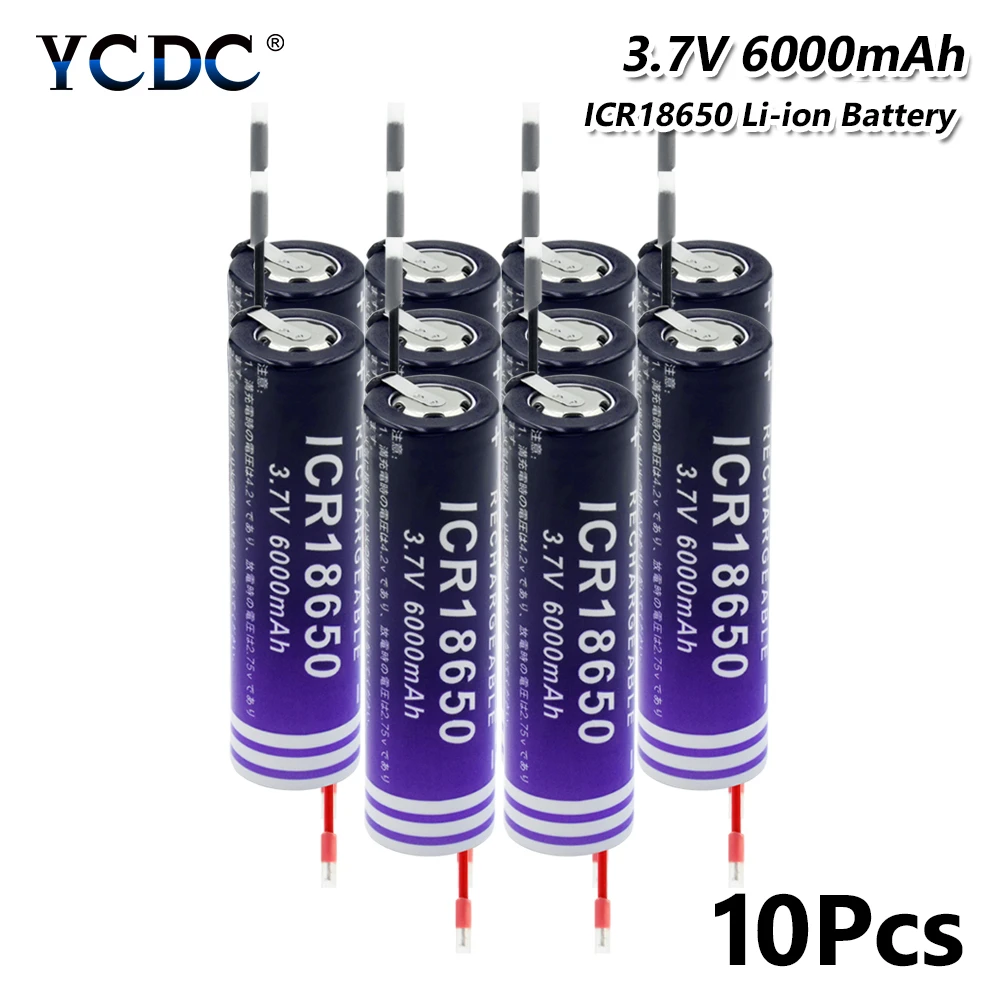 

18650 6000mAh 3.7V Li-ion electronic cigarette rechargeable battery high-discharge high current + DIY Linie For LED Flashlight
