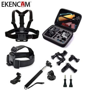 

EKENCAM Action Camera Accessories Set Kits for GoPro Hero 5 4 3 SJCAM Xiaomi Yi 4k Sony action camera Head Chest Strap Monopod