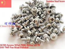 SEMS винты из нержавеющей стали M3x5 M3x6 головка 1 # Phillips драйвер полированный ROHS 100 шт