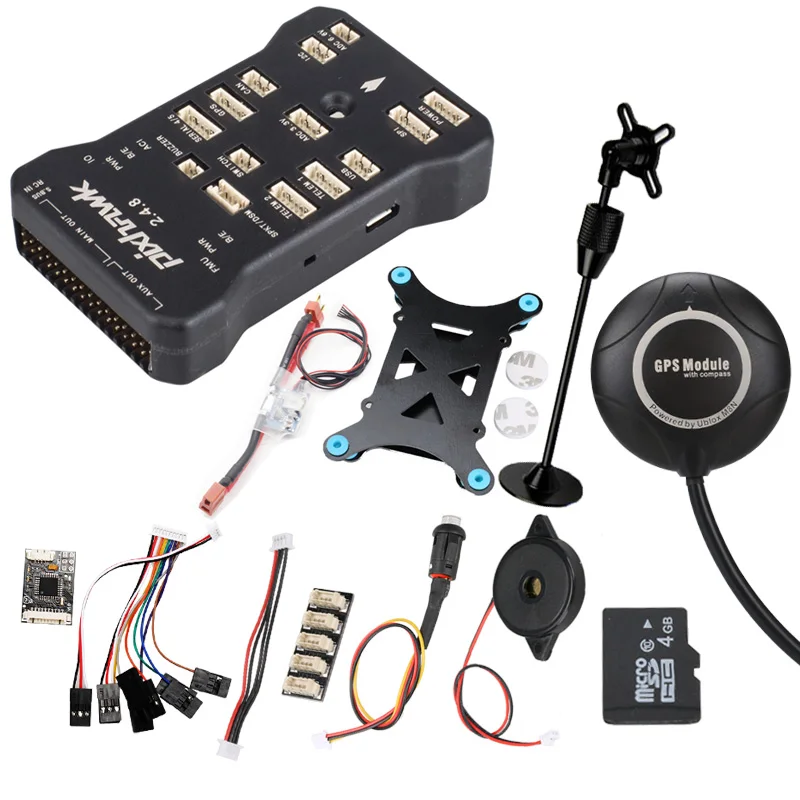 

Pixhawk 2.4.8 PX4 32 Bit Flight Controller w/ 4G SD Safety Switch Buzzer M8N GPS M8N+PPM+I2C+shock Absorber+t plug power module