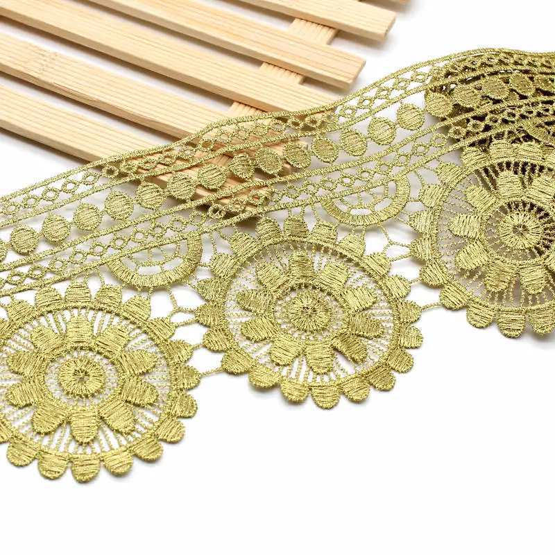 

1 yard Upgraded version gold embroidery lace trim ribbon sheet for party costume show decorative embroidery applique