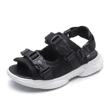 Брендовые новые сандалии для мальчиков, кожаные сандалии на плоской подошве для маленьких мальчиков, ортопедические сандалии, размер 26-30