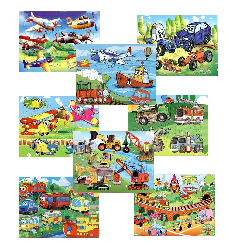 

21*28CM 40 Pieces paper Cartoon transport plane car truck Jigsaw Puzzle toy