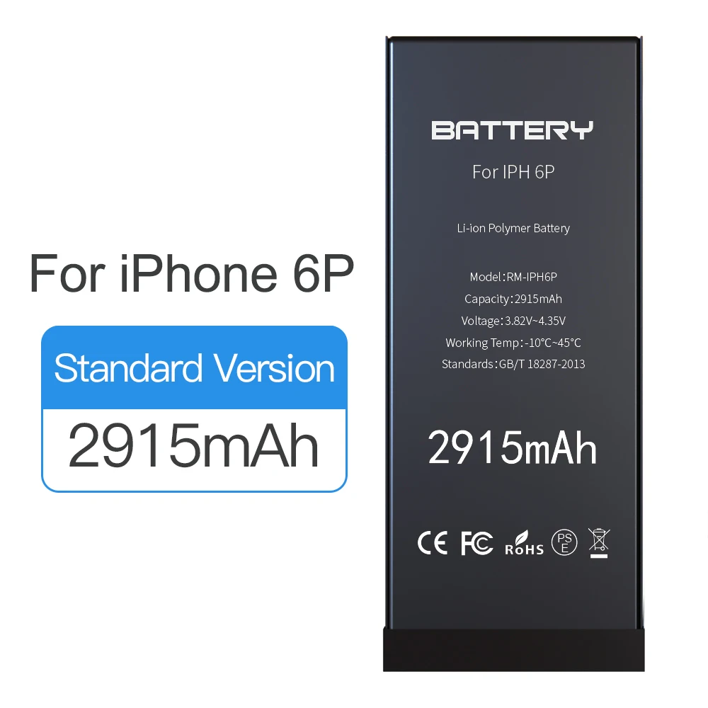 

10pc Zero Cycles Mobile Phone Li-ion Battery For iPhone 6 Plus Battery 2915 Capacity Replacement Phone Batteries