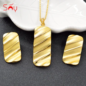 

Sunny Jewelry Trendy Jewelry Findings Big Square Jewelry Sets For Women Necklace Earrings Pendant For Wedding Jewelry Findings