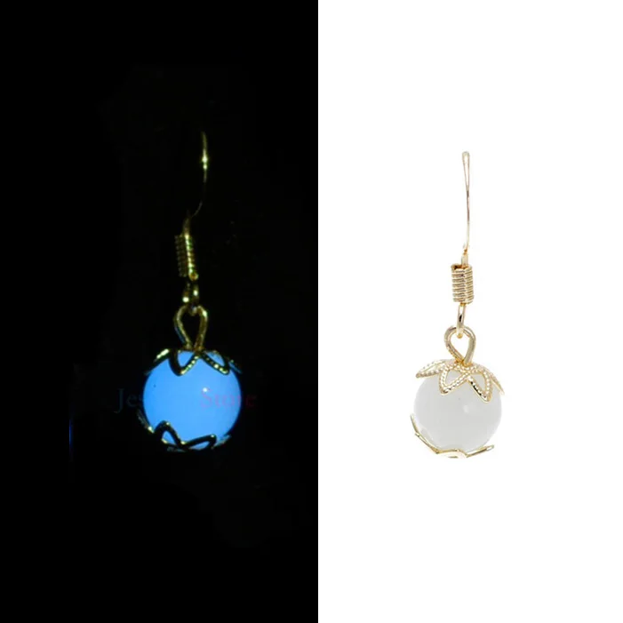

1Pair Gold Color Copper Luminous Ball Glow In The Dark Drop Earring Hooks Earrings Balls Pearl Charm Earrings for Women Girls