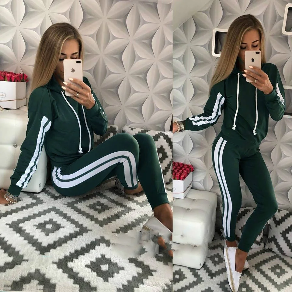 

2019 New Women Casual Tracksuit Two Piece Female Set Slim Fit Sportswear 2 Piece Sport Track Suit Women's Jogging Suits