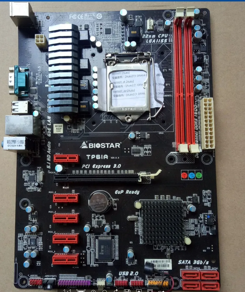 Разъем LGA 1155 для материнской платы BIOSTAR TP61A H61 LGA1155 DDR3 6GPU 6PIC E майнинга|Материнские