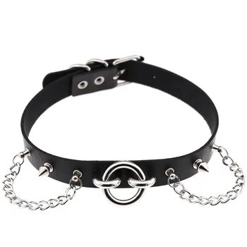 

Goth Spike Choker with stud 2018 Sexy Collar chain Pu Leather choker belt Necklace women Gothic jewelry wholesale