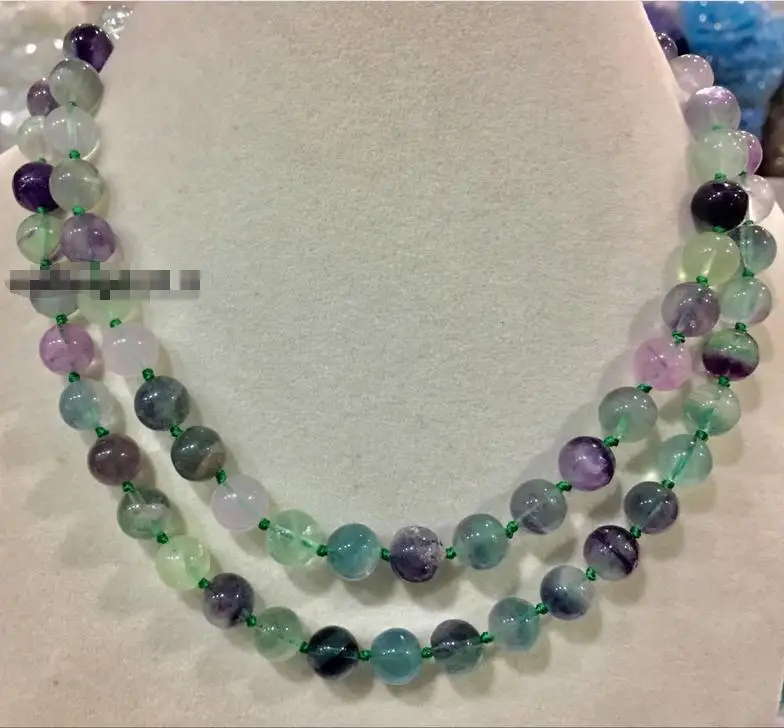 

Genuine Natural 8MM 10MM Multicolor Fluorite Round Jewelry Necklace 18-100''