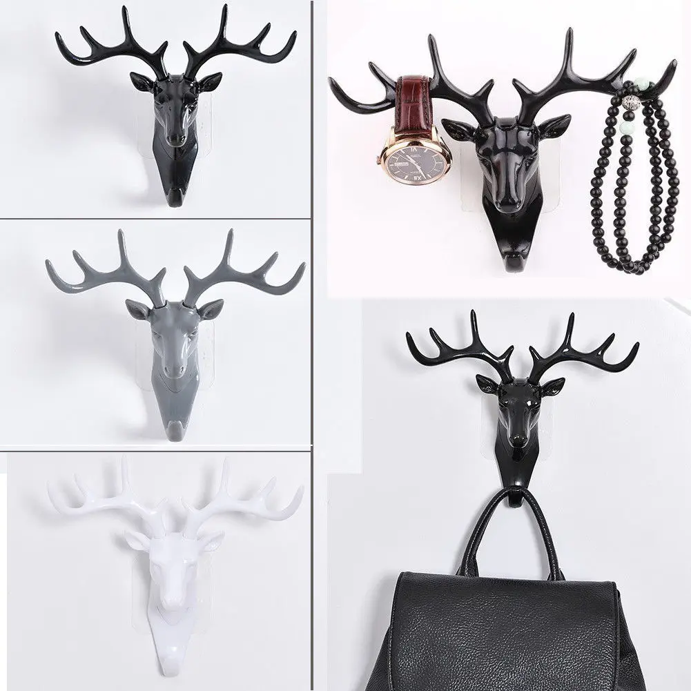 Wall Hanger Decor Deer Head Antler American Style Keys Bags Clothes