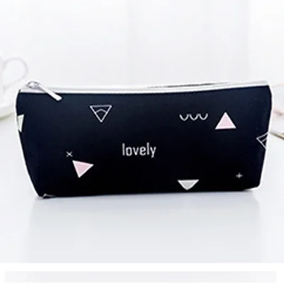 Милый свежий геометрический серии пенал из парусины модная треугольная ручка сумка пенал для девочек Канцтовары офисный школьный принадлежности - Цвет: F Flat Black