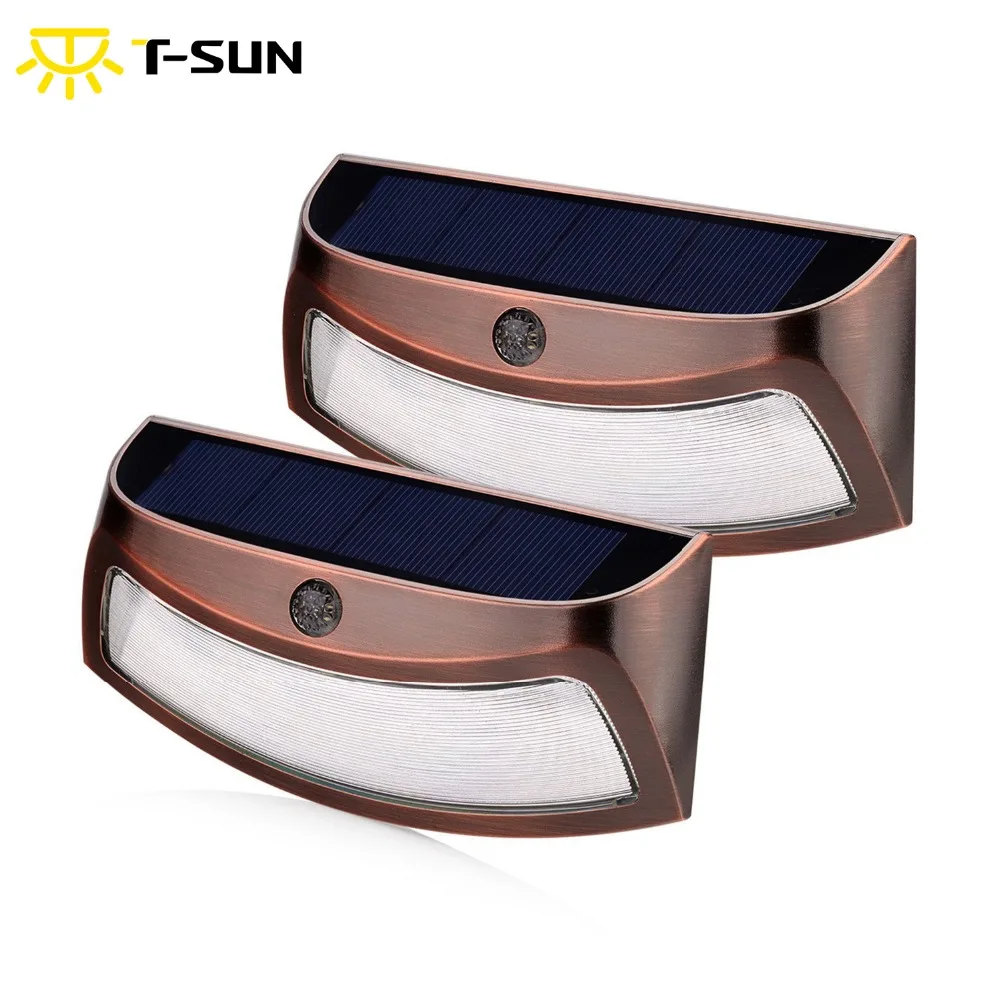2PCS PACK Copper Solar Power Light 8 LED Outdoor Solar Smiling Wall