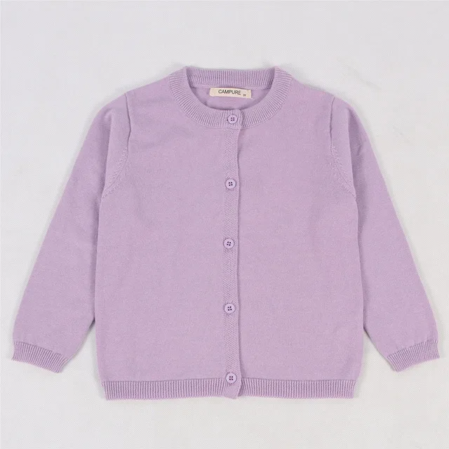 Осенний хлопковый свитер, верхняя одежда для маленьких детей, вязаный кардиган для мальчиков и девочек, свитер для малышей, весенняя одежда для детей 1, 2, 3, 4, 6 лет - Цвет: Лаванда