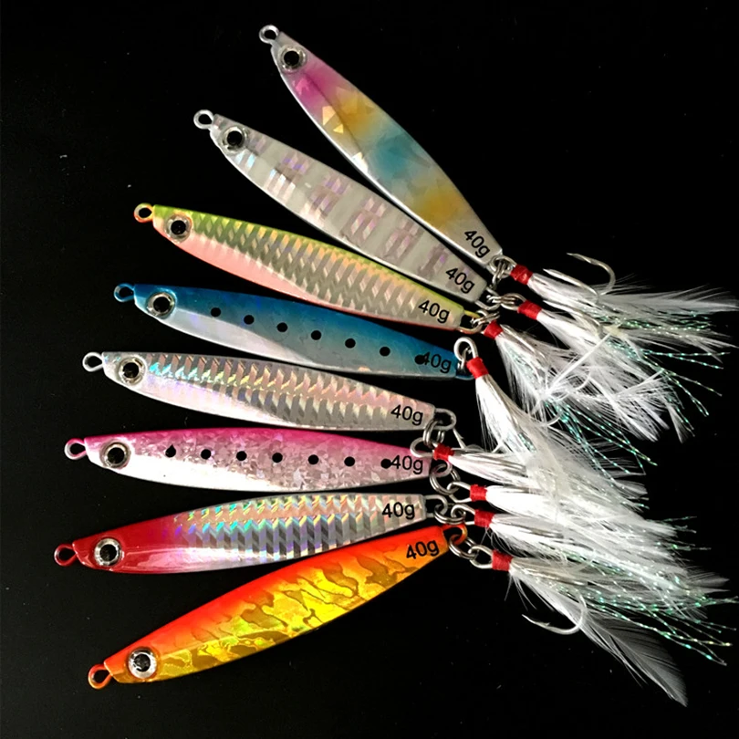 8 Colors Laser Jig Lure 40g 8.5cm Metal Fishing Lure Sinking Slowly