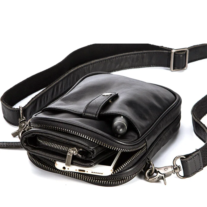 AETOO Men's diagonal cross bag leather mini casual shoulder bag small bag personality tide brand first layer leather mobile phon