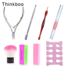 8 шт. профессиональные инструменты для маникюра Набор пилок для ногтей кисти щипцы для кутикулы масло ручка толкатель кусачки буфера